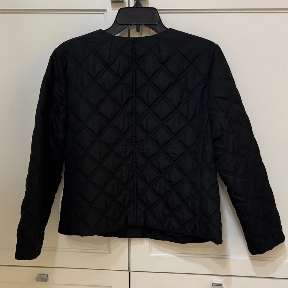 J. Crew Black Quilted Utility Jacket with Gold Buttons - Picture 4 of 5